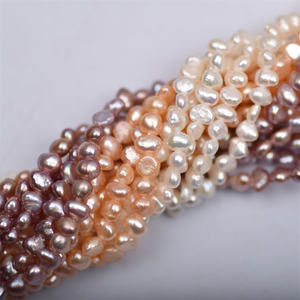 Baroque ngọc trai tự nhiên sợi Ins Retro đào trắng tím 4mm hạt ngọc trai cao cấp bán buôn bán quý Vòng cổ - Product Image 3