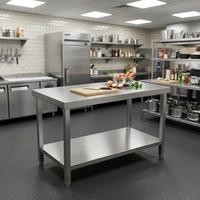Plan de travail de cuisine en acier inoxydable commercial SUS304, table de préparation robuste avec pieds réglables pour la restauration