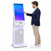 Kiosque de libre-service à écran tactile sur pied de 27 à 32 pouces, kiosque de paiement et de commande automatique avec imprimante thermique, scanner QR, SDK