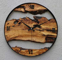 Nouvelle horloge murale en bois d'acacia de manguier de conception à la mode pour la décoration de maison de bureau et d'hôtel disponible à un prix abordable