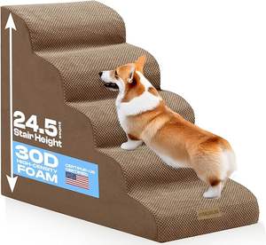 <span class=keywords><strong>Rampe</strong></span> d'escalier pour chien pour lit et canapé jusqu'à 17 '', marches en mousse inclinées à 3 marches pour animaux de compagnie pour monter sur le canapé, échelle pour chiot avec housse lavable - Product Image 1