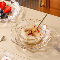 High Color Value Flower Glass Bowl Luxus Modern Simple Net Rote Desserts chale Joghurt Salat platte Minimalisti scher Anzug Haushalts gebrauch