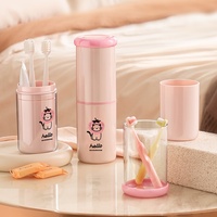 Mignon porte-brosse à dents et gobelet à rince-bouche en plastique détachable 4-en-1 pour toute la famille, idéal pour les voyages en extérieur et l'usage quotidien dans la salle de bain