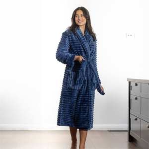 Super Plush Stripe <b>Bathrobe</b> Women <b>Luxury</b> Winter Fleece <b>Bathrobe</b> Soft Polyester Flannel Loungewear & Sleepwear for Adults - Product Image 5