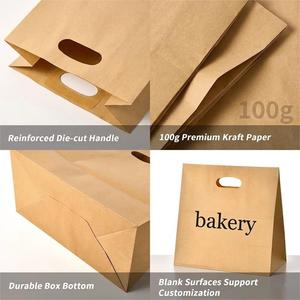 New Recyclable Greaseproof Disposable Food Grade Packaging <b>Paper</b> Sandwich Bread Dessrt Baking Bag With Handle - Product Image 2