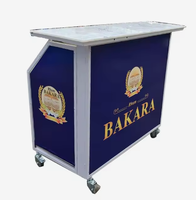 Comptoir de bar mobile et pliable en alliage d'aluminium et panneau PP avec roulettes pour le service des boissons