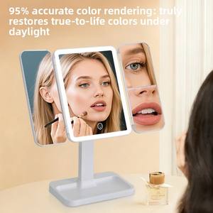 <span class=keywords><strong>Miroir</strong></span> cosmétique LED <span class=keywords><strong>triple</strong></span> pliage avec grossissement rotatif unilatéral 10x, <span class=keywords><strong>miroir</strong></span> de table de bureau avec lumière de remplissage, <span class=keywords><strong>miroir</strong></span> de vanité - Product Image 4