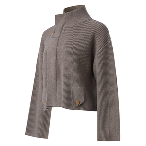 <span class=keywords><strong>Cardigan</strong></span> da Donna in Misto Lana a Maniche Lunghe con Bottoni, Maglieria Personalizzata di Alta Qualità per l'Inverno da Produttori OEM ODM all'Ingrosso - Product Image 3