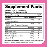 Complément Gommeux Éclaircissant pour la Peau au L-Glutathion, Collagène, Acide Hyaluronique et Vitamines, pour Peaux Foncées