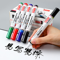 Fournitures scolaires de papeterie, marqueurs pour tableau blanc effaçables à sec et à l'eau, pointe de 2 mm, non toxiques, personnalisés, encre noire, lot de 10 stylos, boîte