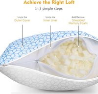 Oreiller rafraîchissant en mousse à mémoire de forme déchiquetée, réglable en hauteur, pour dormeurs sur le côté, le dos ou le ventre, avec housse en bambou, fournisseur OEM ODM