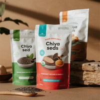Op Maat Bedrukt Aluminium Recyclebare Biologische Chiazaden Verpakking 50G 100G Stand-Up Chia Zaden Rits Plastic Verpakkingszakjes