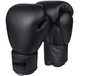 UNIQUE GYM WEAR Guantes de Boxeo de Cuero con Impresión Personalizada, Ligeros, con Dedos Completos y Correa de Muñeca Ajustable para Boxeo - Product Image 1