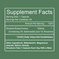 OEM ODM Marque Privée Rhodiola Rosea 60 Capsules Végétales Supplément Adaptogène Naturel pour Booster l'Énergie, la Clarté Mentale et Soutenir le Système Immunitaire