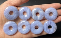 Pendentif en perles de forme donut en agate bleue de qualité supérieure, calcédoine, quartz, 30 mm, pour collier, fabrication chinoise, approvisionnement stable.