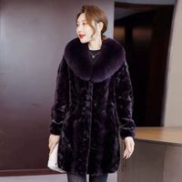 Manteau d'hiver en vraie fourrure de vison pour femme, chaud et doux, style vintage, grande taille, avec ourlet festonné, en fourrure naturelle authentique