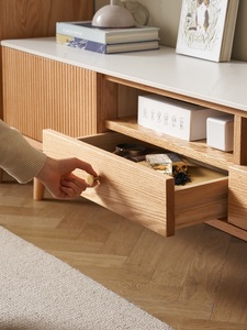 <span class=keywords><strong>Mueble</strong></span> para <span class=keywords><strong>TV</strong></span> A1083 de Estilo Nórdico Moderno, <span class=keywords><strong>Madera</strong></span> Maciza de <span class=keywords><strong>Roble</strong></span> Natural y Color Nogal Negro, con Superficie de Piedra Sinterizada - Product Image 5