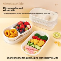 Boîte à lunch biodégradable jetable en pulpe, compatible micro-ondes, pratique, simple, pour repas minceur, fitness, restauration rapide, à emporter, bento, sushi
