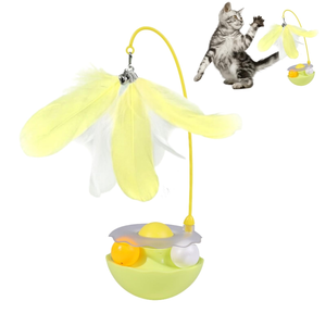 <b>Interactive</b> <b>Cat</b> Teaser Wand Long Handle Feather <b>Toy</b> Leak Food Tumbler Kitten Self Entertainment Pet <b>Toy</b> - Product Image 1