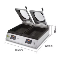 Machine à griller automatique commerciale en acier inoxydable pour dumplings et steaks, gril électrique intelligent à surface plate, induction électromagnétique