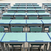 Ensemble bureau et chaise d'écolier en métal pas cher, réglable en hauteur, pour salles de classe, mobilier métallique pour l'étude des enfants du primaire