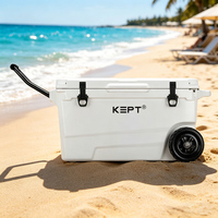 BORIGHT 55QT Glacière à roulettes isotherme robuste et moderne, avec poignée en aluminium pliable, rotomoulée, multifonction