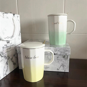 Tùy chỉnh đá cẩm thạch in sứ cá nhân thiết kế gốm Mr và Mrs cốc cà phê chén Bộ quà tặng với muỗng - Product Image 2