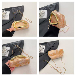 <span class=keywords><strong>Pochette</strong></span> élégante en marbre pour <span class=keywords><strong>femme</strong></span> avec chaîne détachable, sac rond, sac de soirée élégant et personnalisé, sac bandoulière - Product Image 6