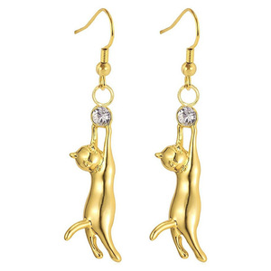 Orecchini pendenti a forma di gatto per donne e ragazze, gioielli alla moda per tutti i giorni - Product Image 6