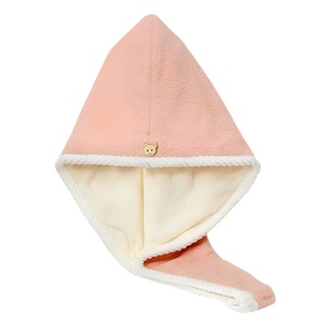 Double Layered Coral Fleece Hair <b>Towel</b> 25x60cm Pinkish Green For Women Shower Cap <b>Quick</b> Dry Absorbent - Product Image 1