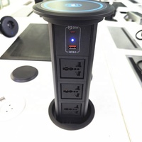 Prise universelle encastrée en alliage d'aluminium 10A, multiprise sans fil dissimulée avec USB Type C, 3 prises, pour cuisine, type Pop Socket