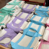 Tas Belanja Kanvas Katun Warna Permen Biru Mint Pink Mini Kecil dengan Logo Bordir Kustom 2026