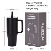 Gourde Isotherme Hydro Tumbler de Voyage Anti-Déversement en Acier Inoxydable Double Paroi de 40oz avec Paille Pliable, Meilleure Vente