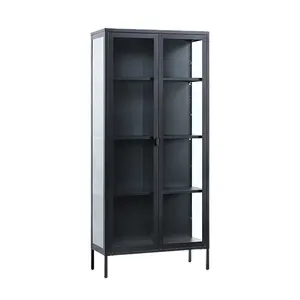 Glass Display Cabinet Hot Sale Almirah Steel Modern Metal Glass Display Cabinet