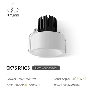 XRZLux yüksek CRI tavan aydınlatma 75mm kesme 15W parlama önleyici ayarlanabilir Spotlight LED spot yarı gömme yuvarlak COB LED Downlight
