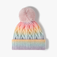 Bonnet d'hiver en tricot doublé polaire épais, couleur dégradée, chaud, pour temps froid, décontracté, pour activités de plein air et neige
