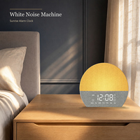 Machine à bruit blanc pour le sommeil, simulation du lever du soleil, horloge numérique de bureau à LED, 30 sons de sommeil, lumière de réveil RGB