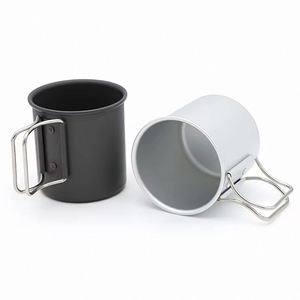 Tasses de camping en alliage d'aluminium en gros - Tasse à café de voyage durable de 300 ml avec poignée pliable pour une utilisation en extérieur toutes saisons - Product Image 4