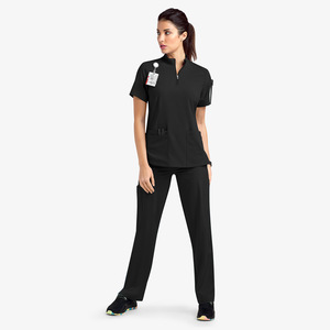 <span class=keywords><strong>Uniformes</strong></span> de Enfermería de Mezclilla con Cierre de Manga Corta de Estilo Europeo Americano <span class=keywords><strong>para</strong></span> Salón de Belleza, Hospital y Ocio - Product Image 5