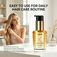 Huile capillaire K Elixir de qualité salon |   Formule nourrissante intense à la camélia sauvage, répare les cuticules abîmées, prévient les dommages causés par le coiffage à la chaleur