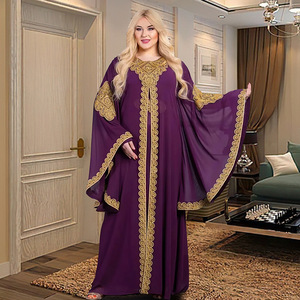 Costumi Etnici Tradizionali Splendidi ed Eleganti, Abaya di Lusso Impreziosita con Paillettes e Bronzatura, Maniche Lunghe, <span class=keywords><strong>Abito</strong></span> Modesto Islamico per Donne - Product Image 6
