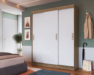 Armario de Estilo Moderno ESSENTIAL con 3 Puertas Corredizas y 2 Cajones, Mueble de Dormitorio en Aglomerado de Madera/Color Blanco, Diseño Brasileño - Product Image 6