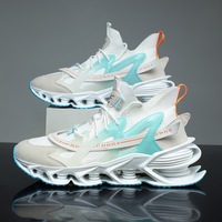 Sepatu Sneakers New Gen Blade Cushion Putih Biru Oranye Estetika Futuristik Ringan untuk Perjalanan Sehari-hari dan Berjalan