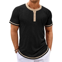 T-shirt à manches courtes 100 % coton pour homme, imprimé numérique, bordure contrastée, coupe classique, décontracté, 220 g