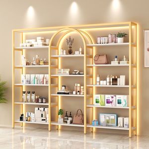 Étagères de présentation de luxe en bois pour magasins de beauté 2025, présentoirs de soins de la peau, étagères murales métalliques pour cosmétiques pour boutiques de cosmétiques - Product Image 6