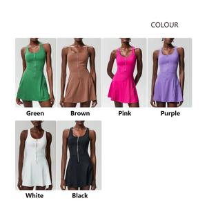 Tn1868 Mouwloos Custom Logo Gym Sportkleding Atletische Halve Zip Fitness Afslanken Hardlopen Vrouwen Sport Tennis Jurk - Product Image 5