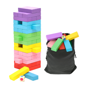 Jeu de blocs empilables en bois colorés, tour de dés, jeu éducatif Montessori, jouet pour enfants et tout-petits, activité intérieure, sac de voyage, cadeau - Product Image 4