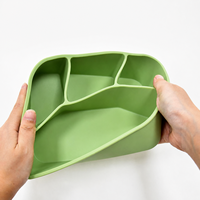 Boîte à lunch en silicone à 4 compartiments pour la préparation des repas, 21x16cm, qualité alimentaire, compatible micro-ondes, réutilisable, avec couvercle