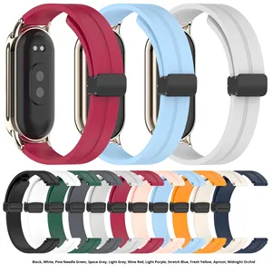 <span class=keywords><strong>Mi</strong></span> <span class=keywords><strong>Band</strong></span> 10 tali silikon 12mm, gesper lipat desain mewah kompatibel generasi 9/8 NFC warna Solid magnetik - Product Image 4
