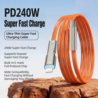 Câble de charge rapide 2 en 1 PD 240W en silicone liquide Type C vers Type C avec puce Emark 1,8 m pour téléphone, tablette, ordinateur portable